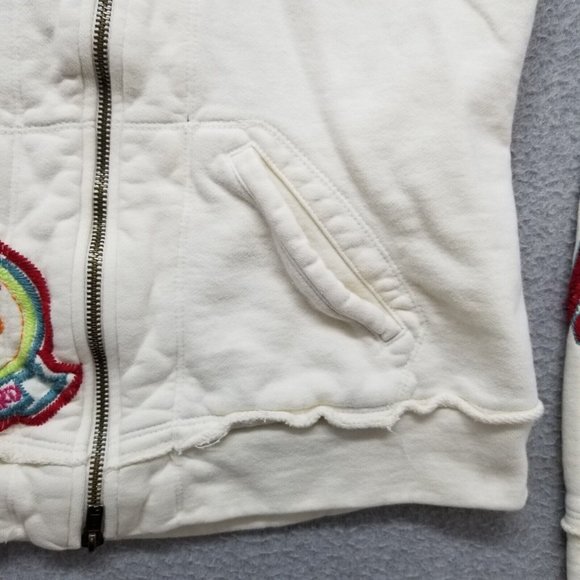 Johnny Was Jacket Womens Large White Tan Pockets Zip‎ Mock Neck Embroidered - Picture 4 of 16